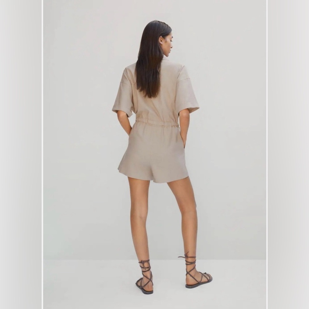 Mango Beige Short-Sleeve Romper - Picture 3 of 15